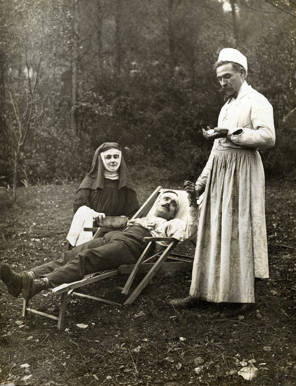 Doctor Taking the Pulse of an Injured Man, Assisted by a Nurse Nun by . .