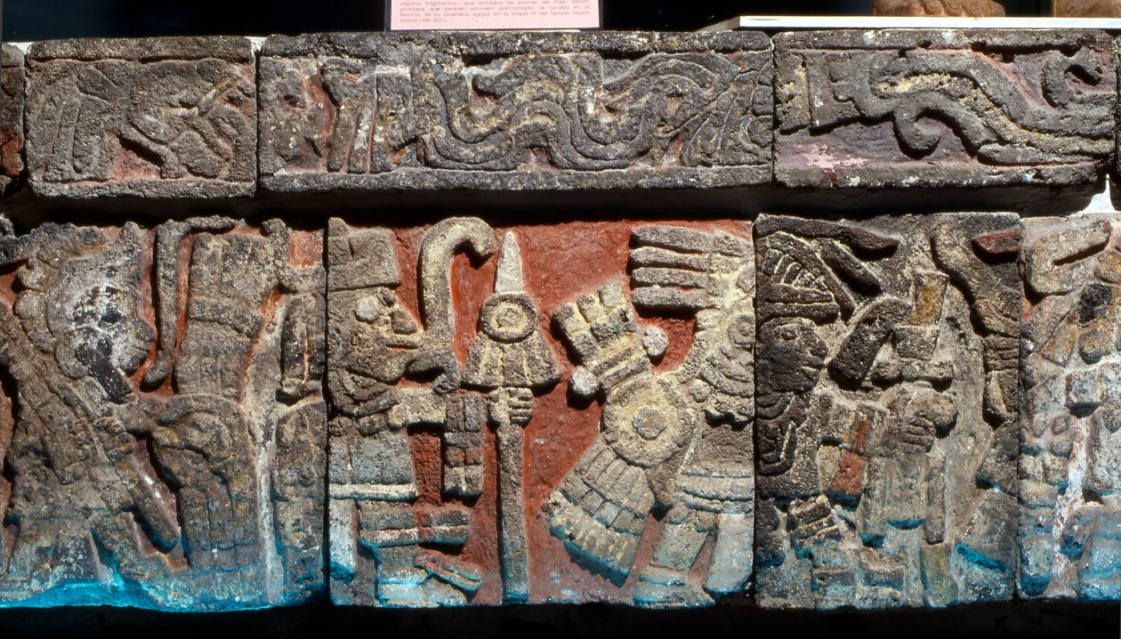 Low relief on a bench in Templo Mayor, Late Post-Classic period, c.1500 by Hippolyte Lalaise Devéria