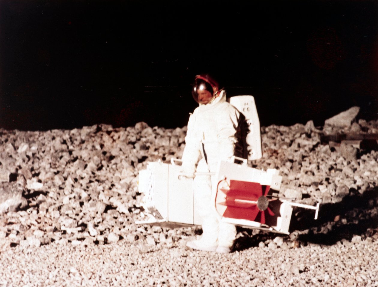 Manned Space Flight, USA, Apollo, General, Training Practicing Lunar Surface Activities by Ferdinand Georg Waldmuller