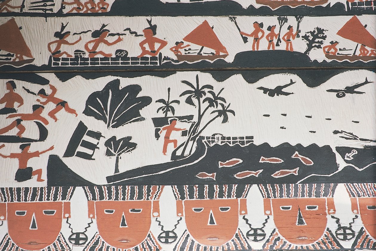 Matting with traditional decoration, Micronesia by William Walcutt