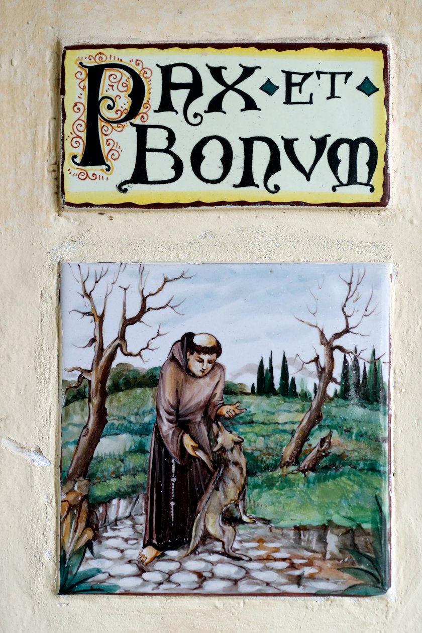 Pax et Bonum: Latin Motto and Greeting Spread Among Franciscans and in the Catholicity, Monterosso al Mare, Italy by . .
