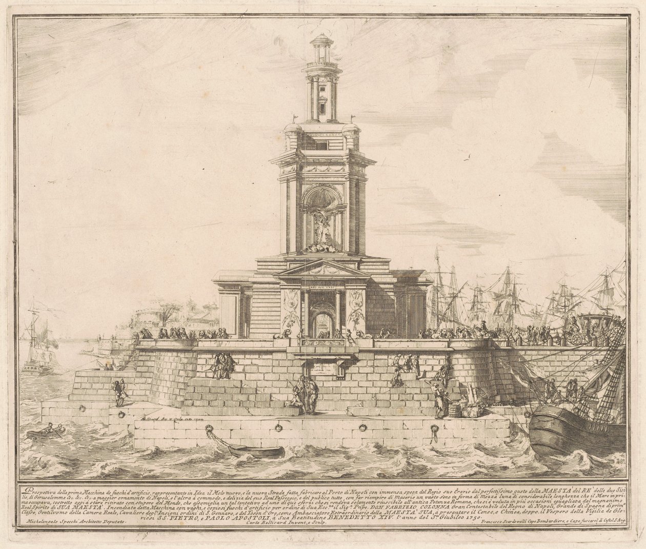 The Prima Macchina for the Chinea of 1750: The New Pier of Naples by after Michelangelo Specchi Jérôme Charles Bellicard