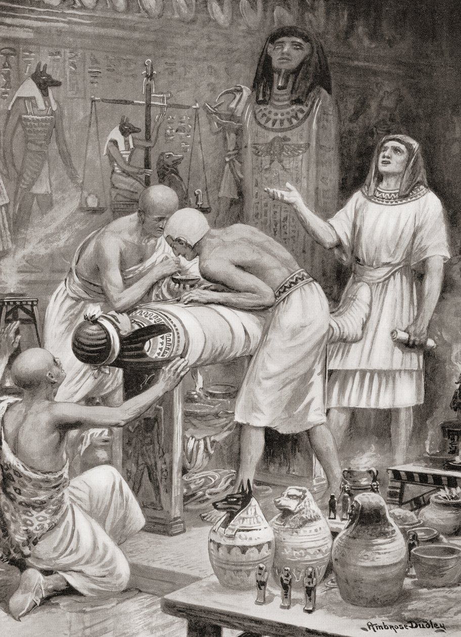 Embalming a body in ancient Egypt, from Hutchinson's History of the ...