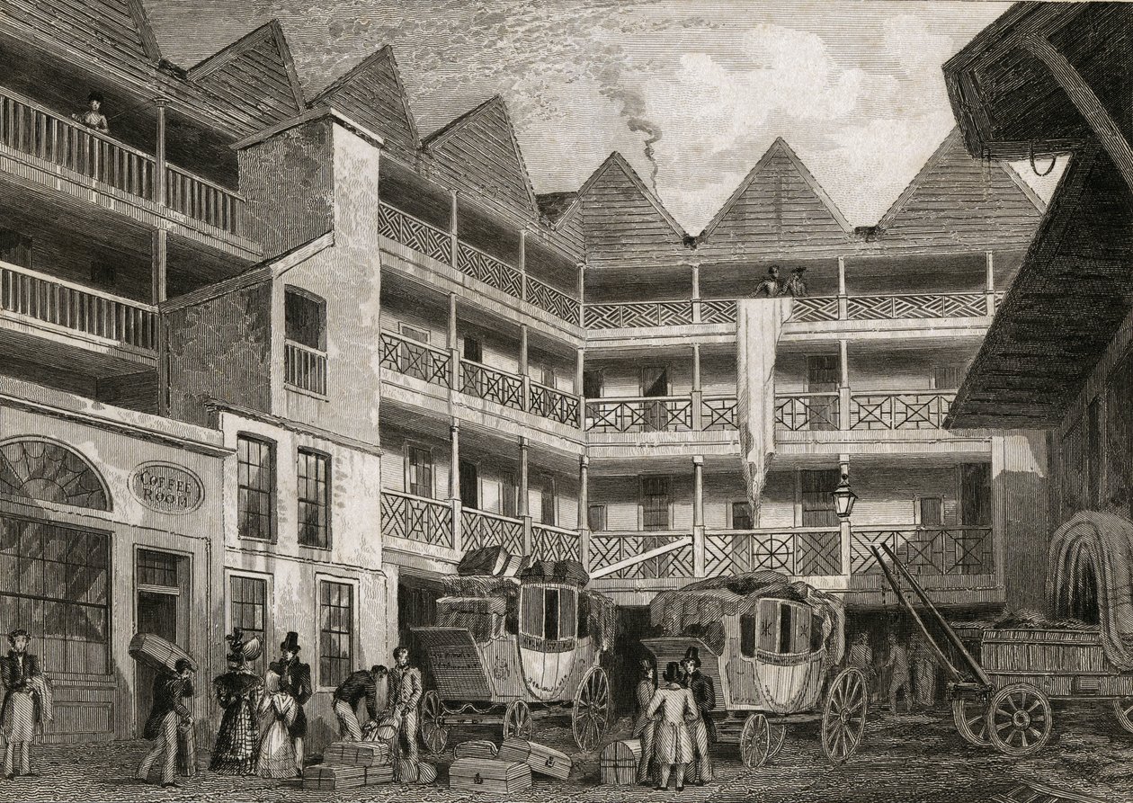 The Old Bull and Mouth Inn, St Martins-le-Grand by Thomas Hosmer after Shepherd