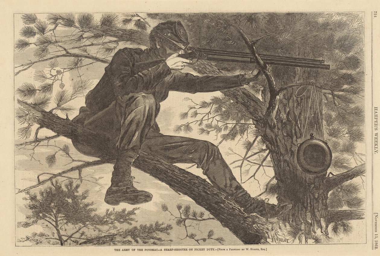 The Army of the Potomac - A Sharp-Shooter on Picket Duty by after Winslow Homer