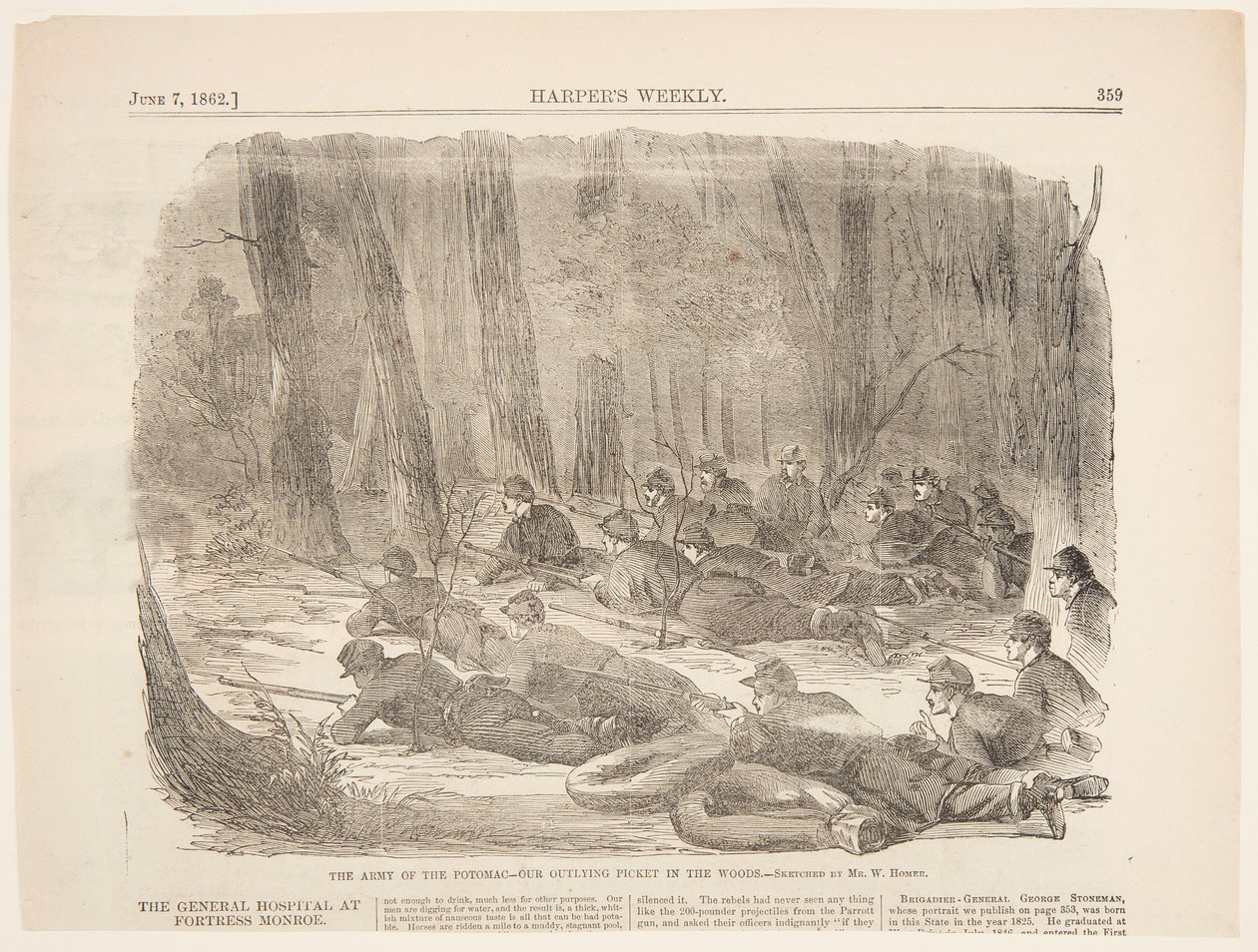 The Army of the Potomac – Our Outlying Picket in the Woods by Winslow Homer