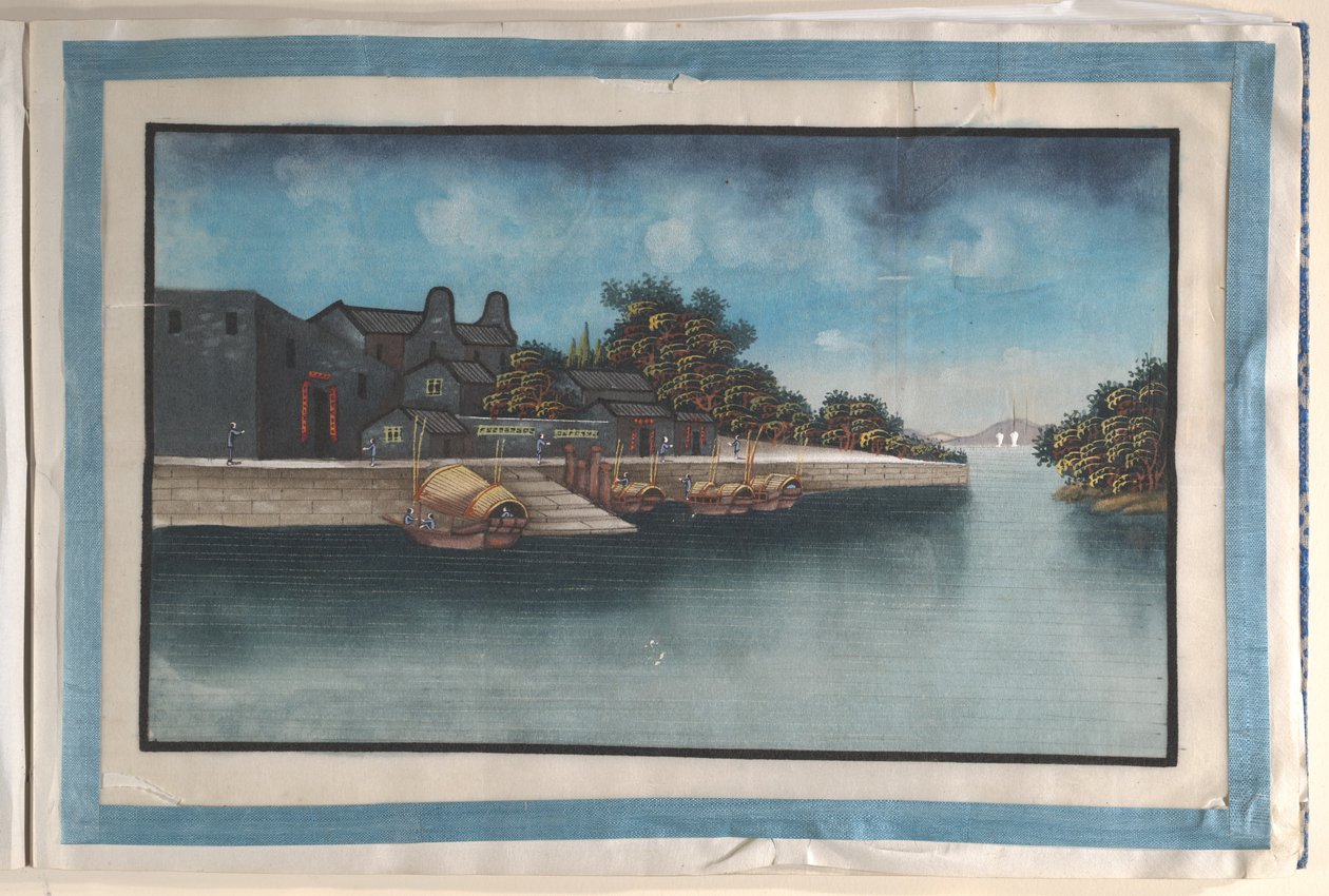 Album Containing Twelve Paintings of Scenes Along a River by anonymous 