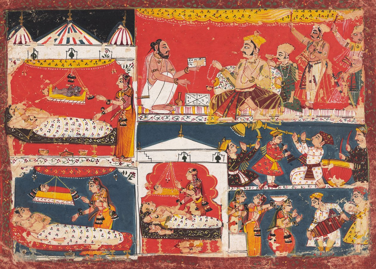 Ayodhya Celebrates the Birth of Rama and His Brothers by anonymous 