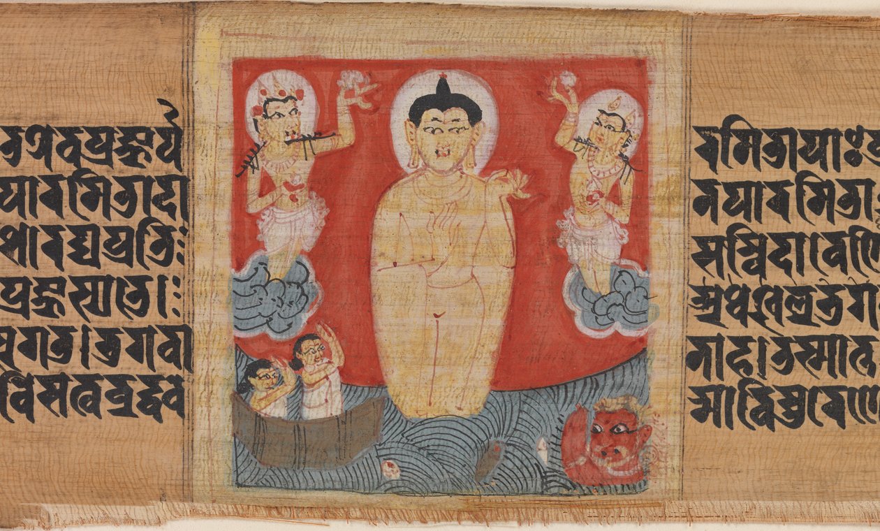 Buddha Giving Safety (Abhayananda) to Mariners, Leaf from a Dispersed Pancavimsatisahasrika Prajnapramita by anonymous 