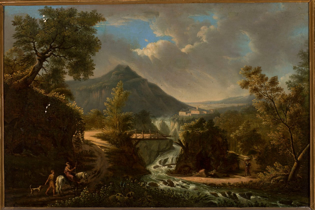 Italian Landscape with a River and Staffage by anonymous 