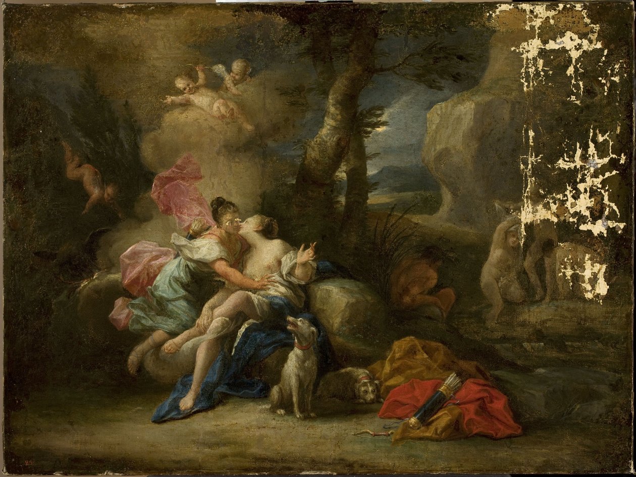 Jove Disguised as Diana Kisses Nymph Callisto by anonymous 