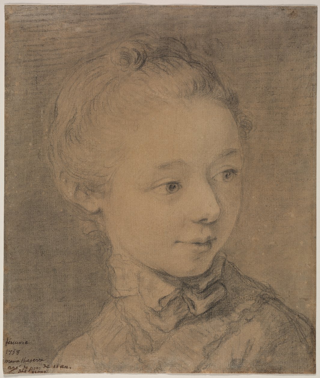 Head of a Young Girl Turning toward the Right by attributed to François Hubert Drouais