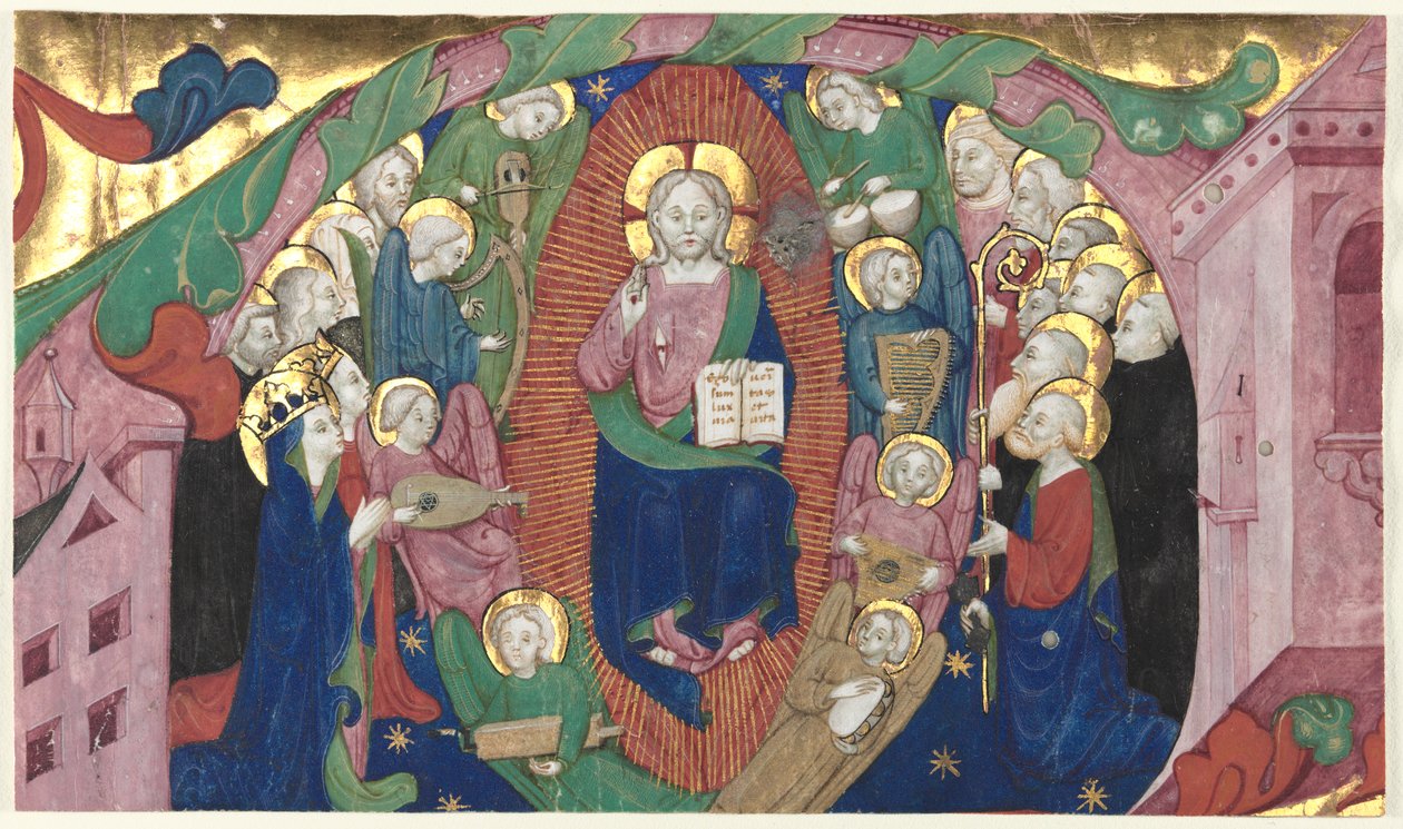 Fragment of a Historiated Initial from a Choir Book: Christ in Majesty by attributed to Michelino Molinari da Besozzo