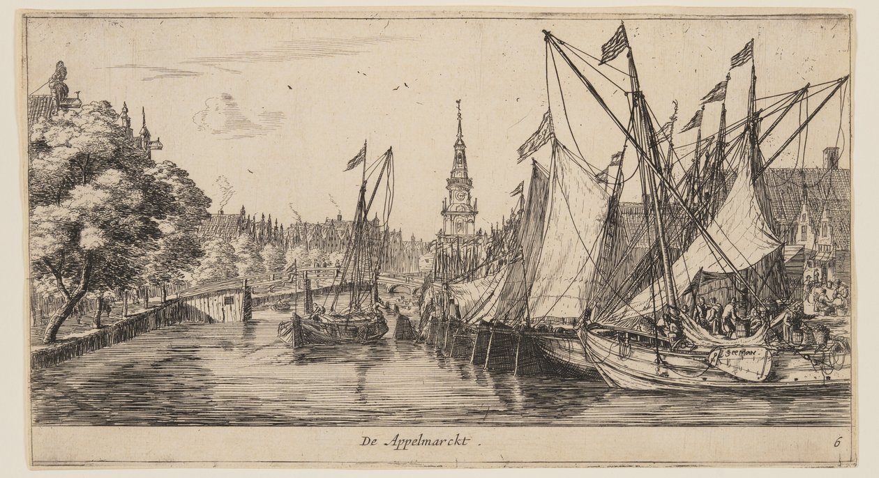 The Apple Market, from Views of Amsterdam by called Zeeman Reinier Nooms