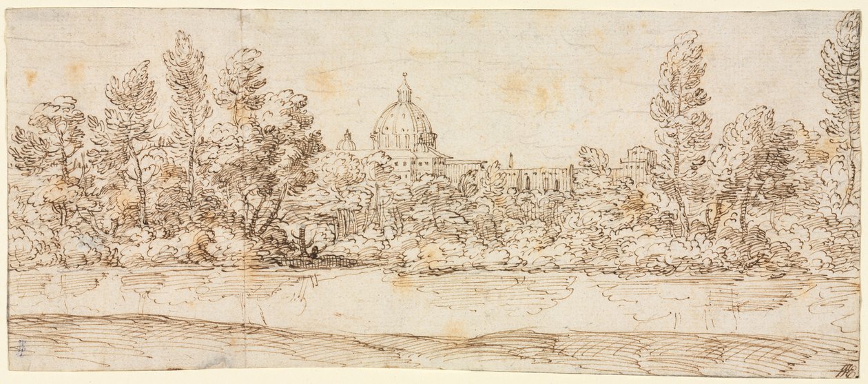 River Landscape with View of St. Peter