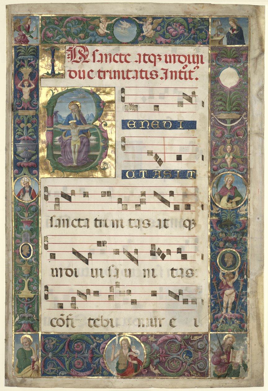 The Trinity: Leaf from a Gradual with Initial B by circle of Perugino