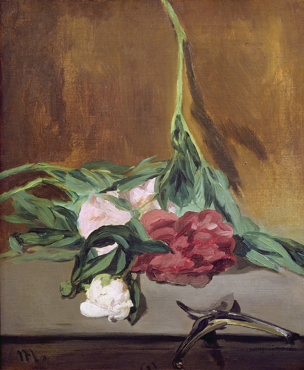 Stem of Peonies and Secateurs by Édouard Manet