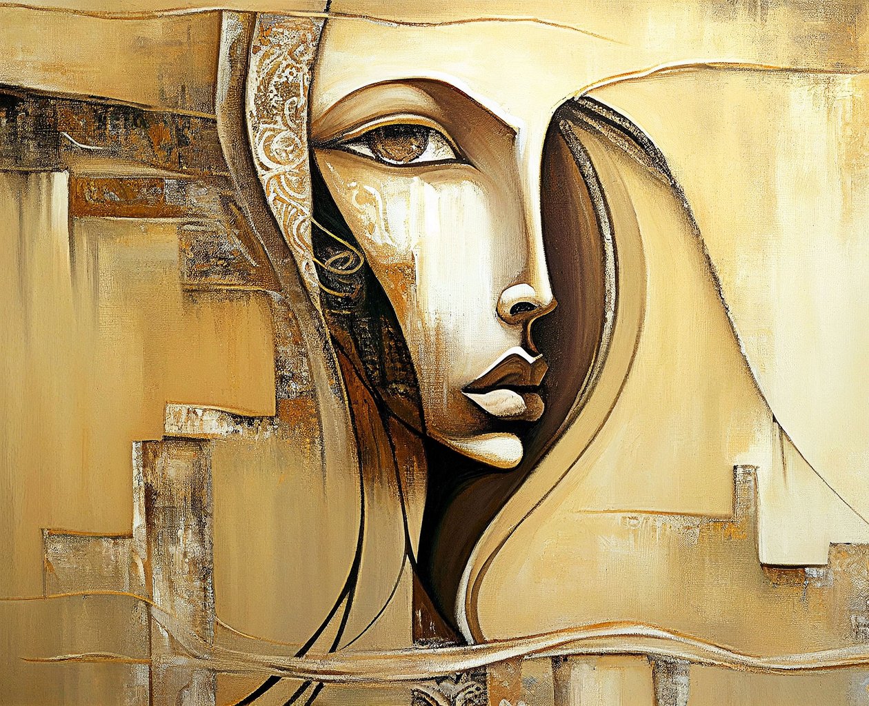 Abstract Female Face in Figurative art, canvas prints on demand