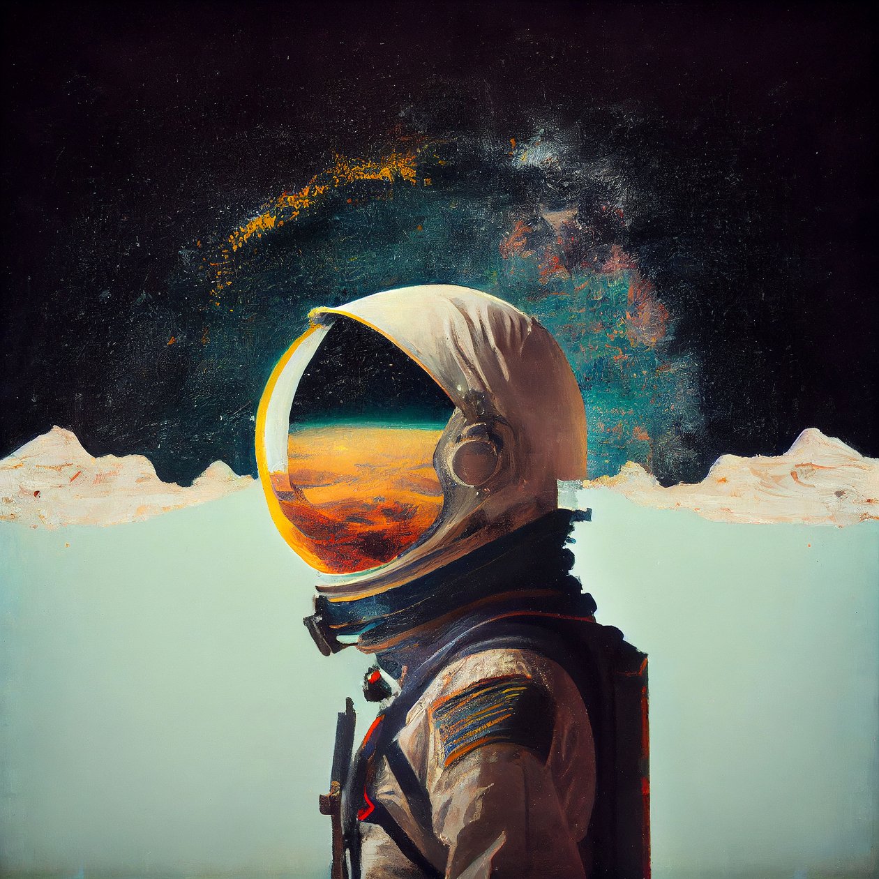 Abstract Lonely Astronaut in Space by F. Abderrahim