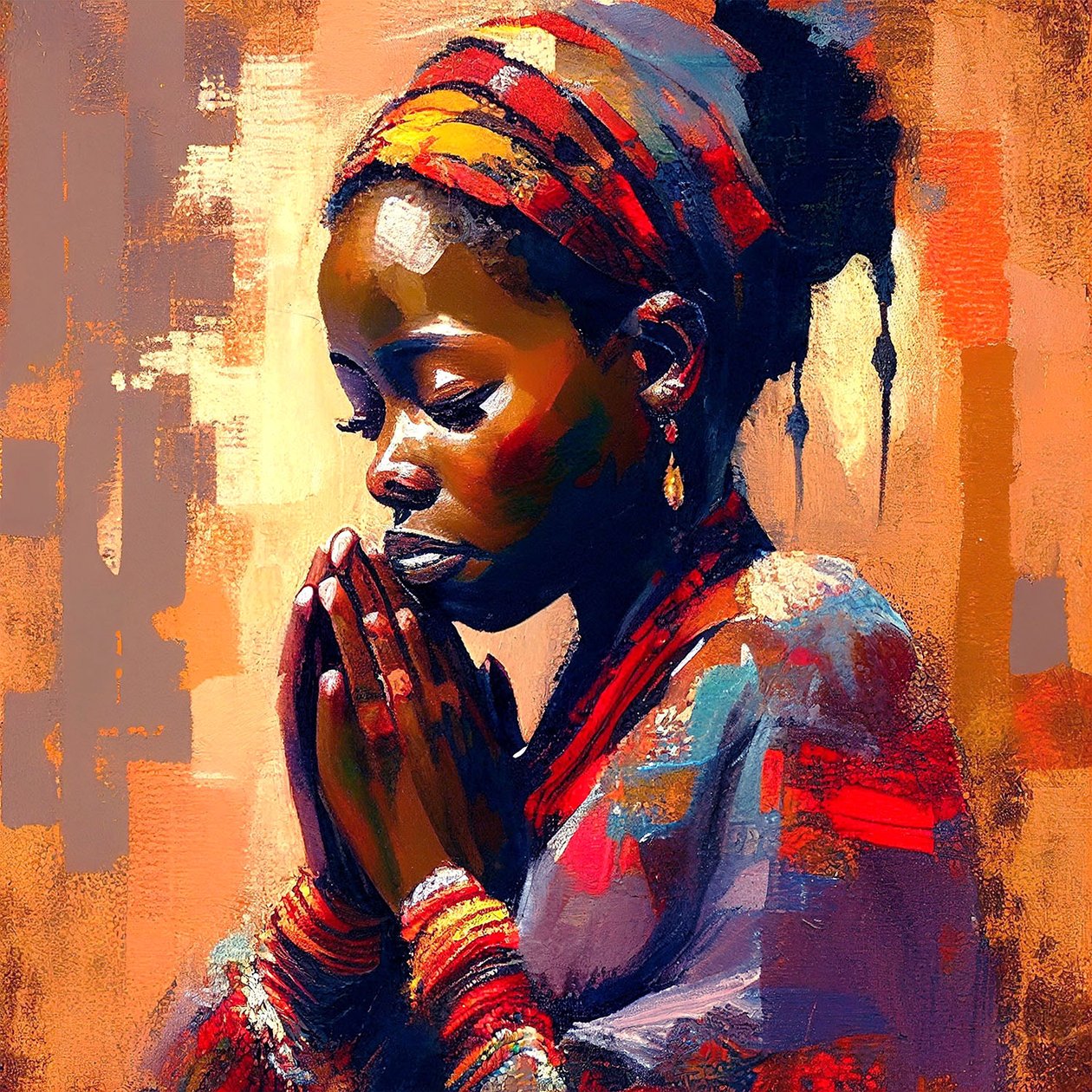 Digital Canvas Painting African Girl in Meditation Wall Art prints