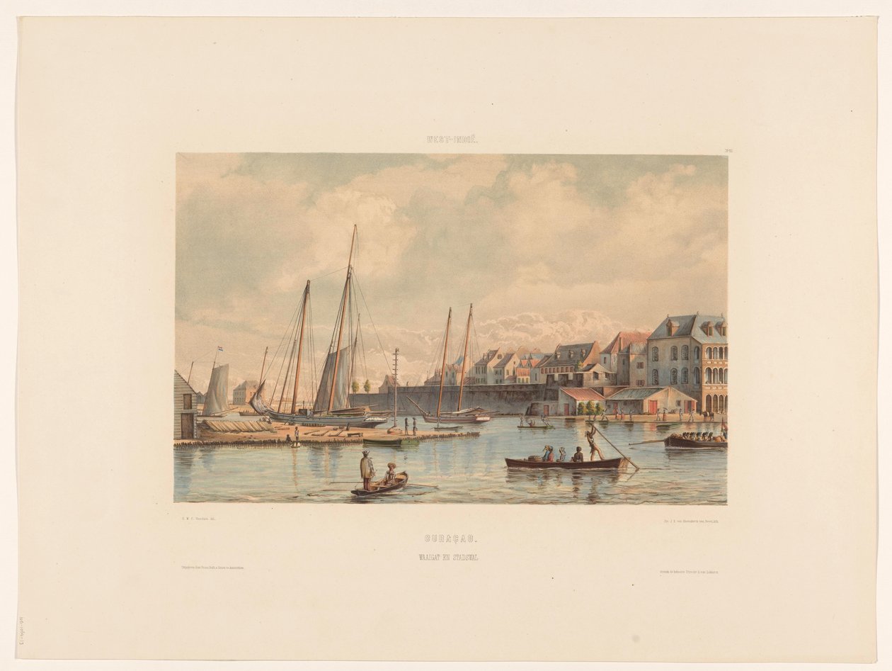 Waaigat and City Wall of Willemstad, Curaçao by jonkheer Jacob Eduard van Heemskerck