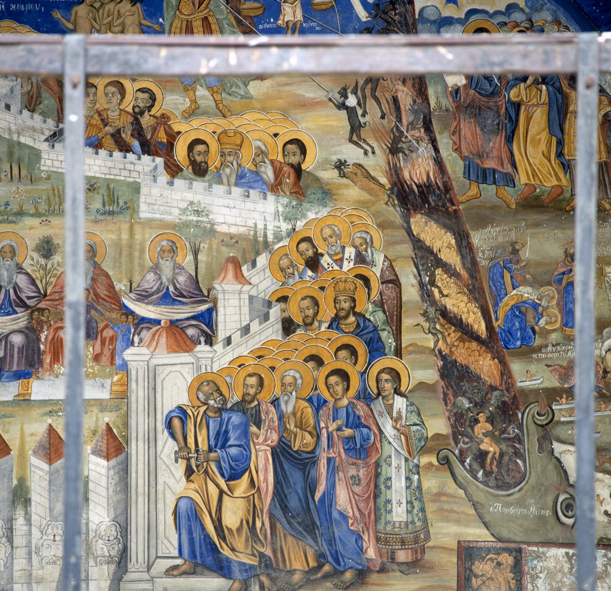 St. Peter opening the gates of Heaven, Last Judgment fresco in the Monastery of Timios Prodromos, Serres, Central Macedonia, Greece by Unbekannt Unbekannt