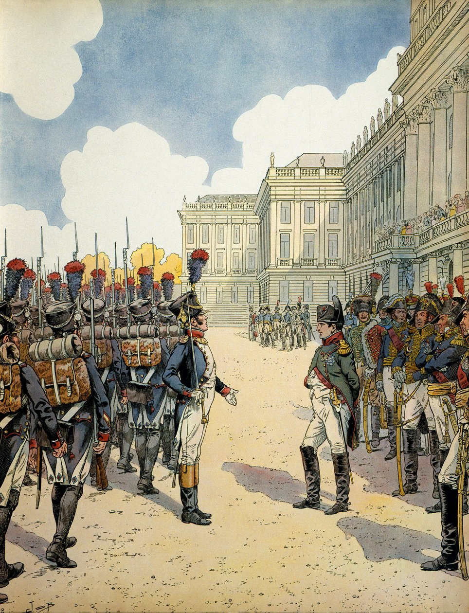 Napoleon Reviewing Troops at Schoebrunn by pseudonym for Onfray de Breville Jacques Job