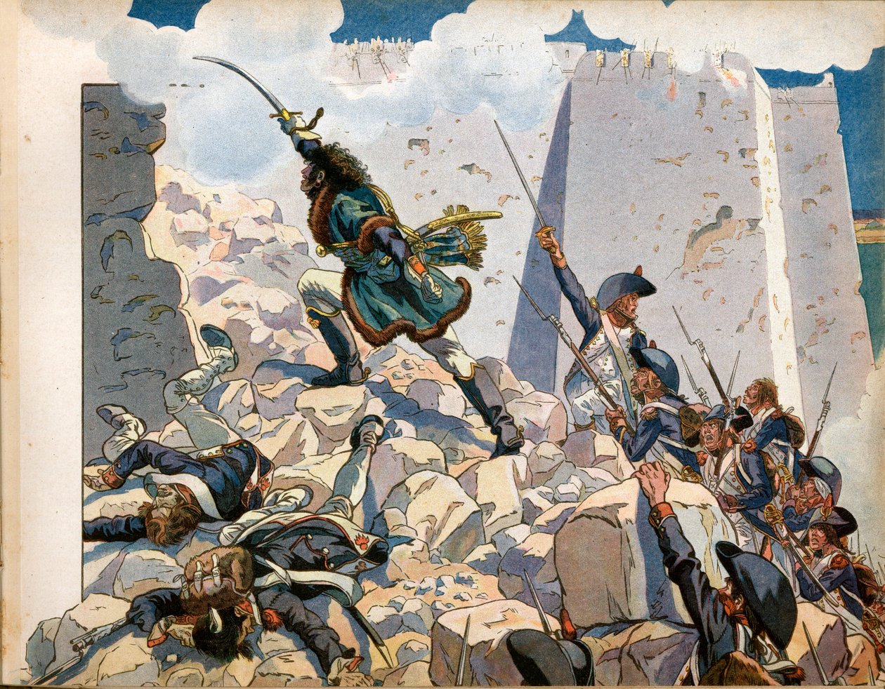 Campaign of Egypt: Joachim Murat (1767-1815) at the siege of Saint John of Acre in Egypt. Engraving by Jacques Marie Gaston Onfray de Breville dit Job by pseudonym for Onfray de Breville Jacques Job