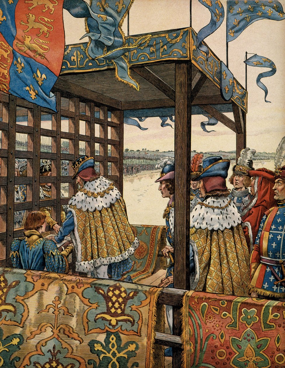 History of France in the Middle Ages: meeting between the King of France Louis XI and Edward IV of England at Picquigny for the signing of a seven-year truce on August 29 by pseudonym for Onfray de Breville Jacques Job