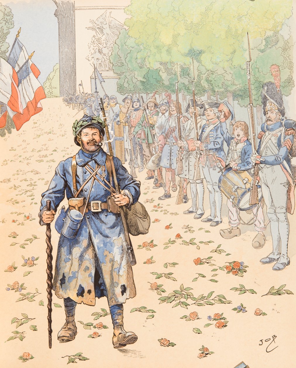 Le Triumphe du Poilu (Allegory of the French Military Paying Homage to the Hairy) by pseudonym for Onfray de Breville Jacques Job