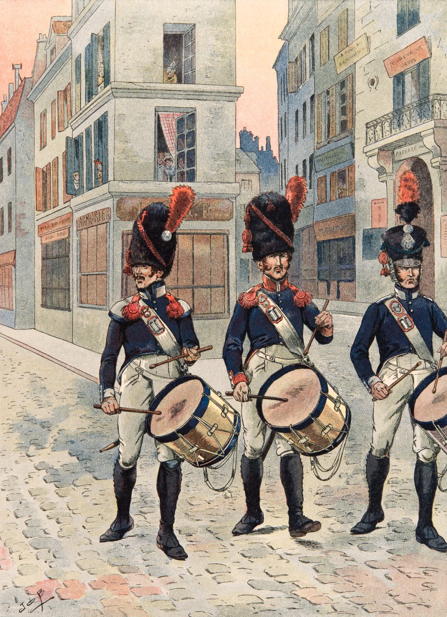 Outfit of French troops at all times: Drums of the National Guard of Paris (1814 - 1815) by pseudonym for Onfray de Breville Jacques Job
