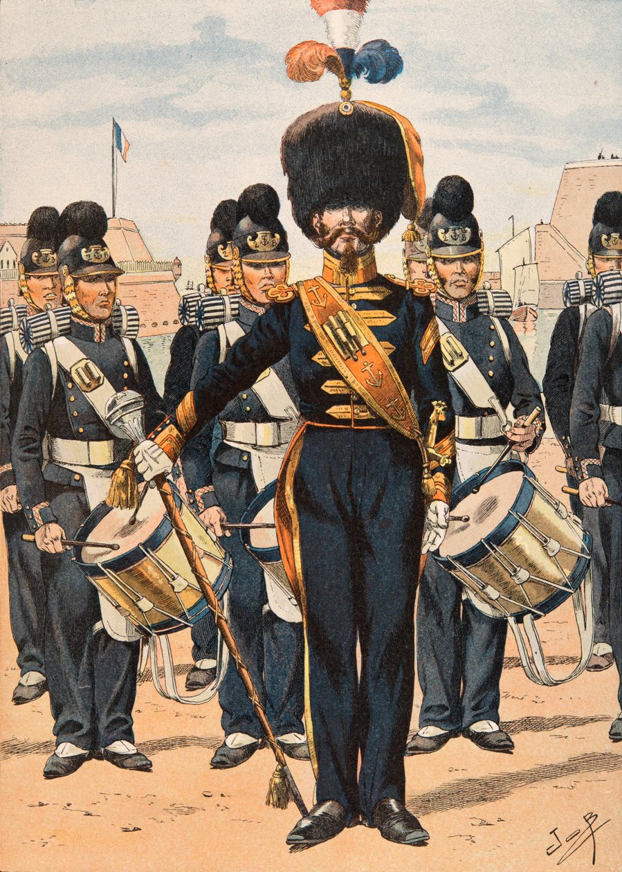 Outfit of French Troops at All Times: Drum Major of Fleet Crews (1837) by pseudonym for Onfray de Breville Jacques Job