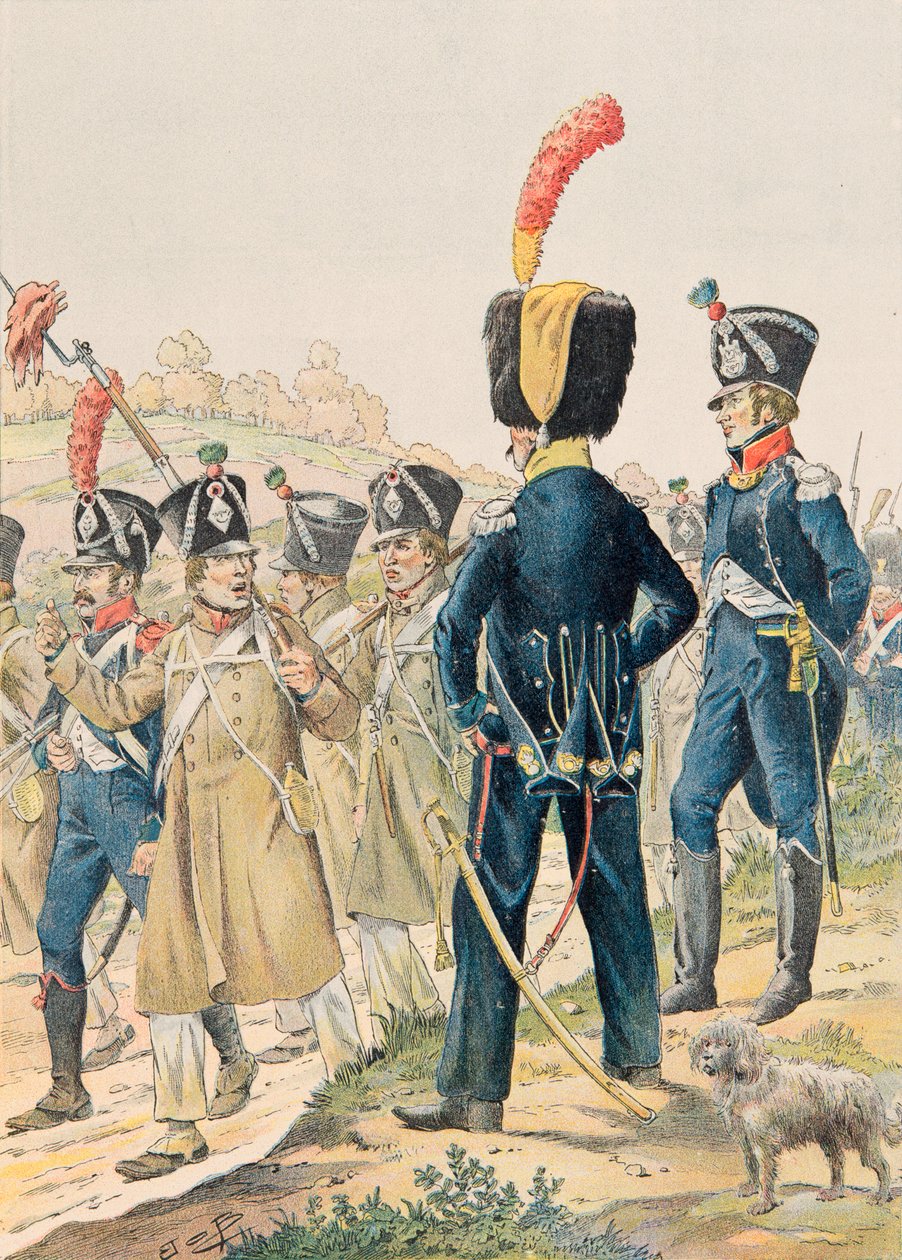 Outfit of French Troops at All Times: Officers of Voltigeurs and Light Infantry Hunters Under the First Empire by pseudonym for Onfray de Breville Jacques Job