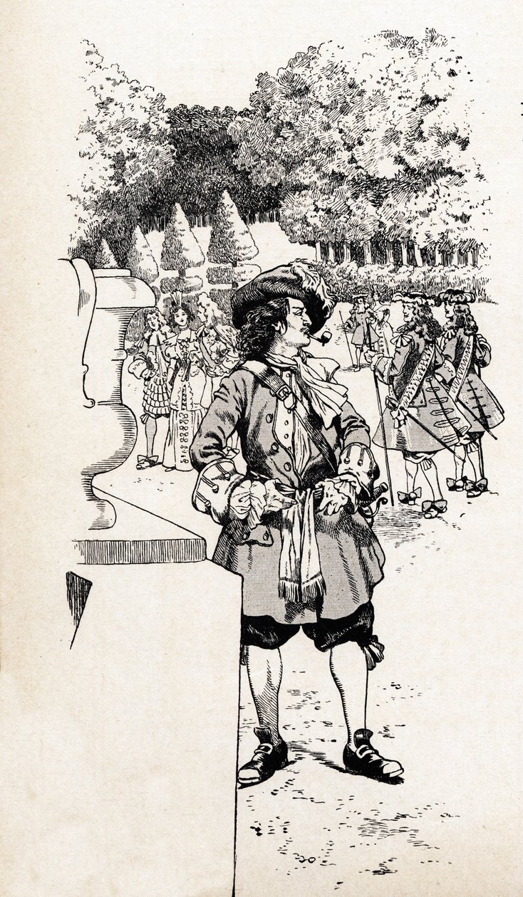 King Louis XIV of France with His Courtiers in the Gardens of Versailles by pseudonym for Onfray de Breville Jacques Job