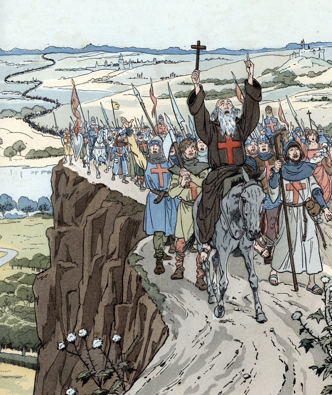 Peter the Hermit led the First Crusade (1096) with the cry of 