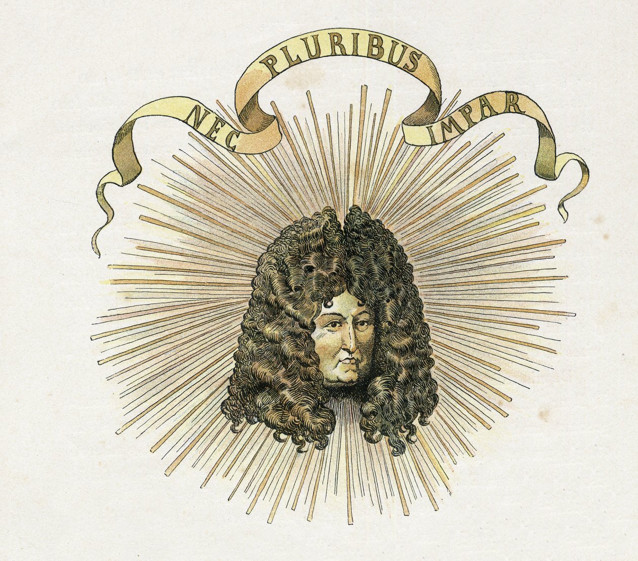 Portrait of King Louis XIV (1638-1715) with his motto in Latin 