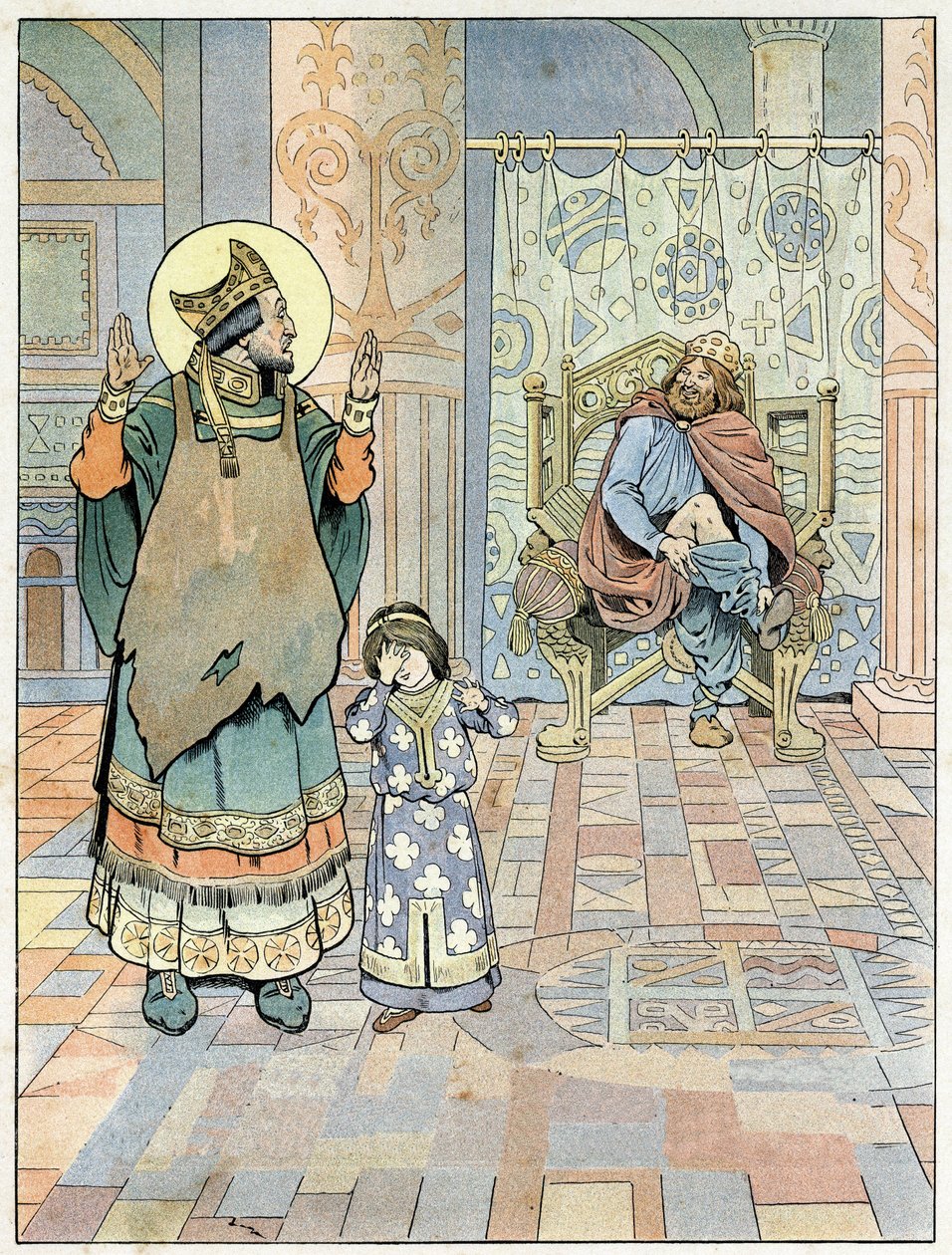 Saint Eloi points out to King Dagobert I that his trousers were put on upside down by pseudonym for Onfray de Breville Jacques Job