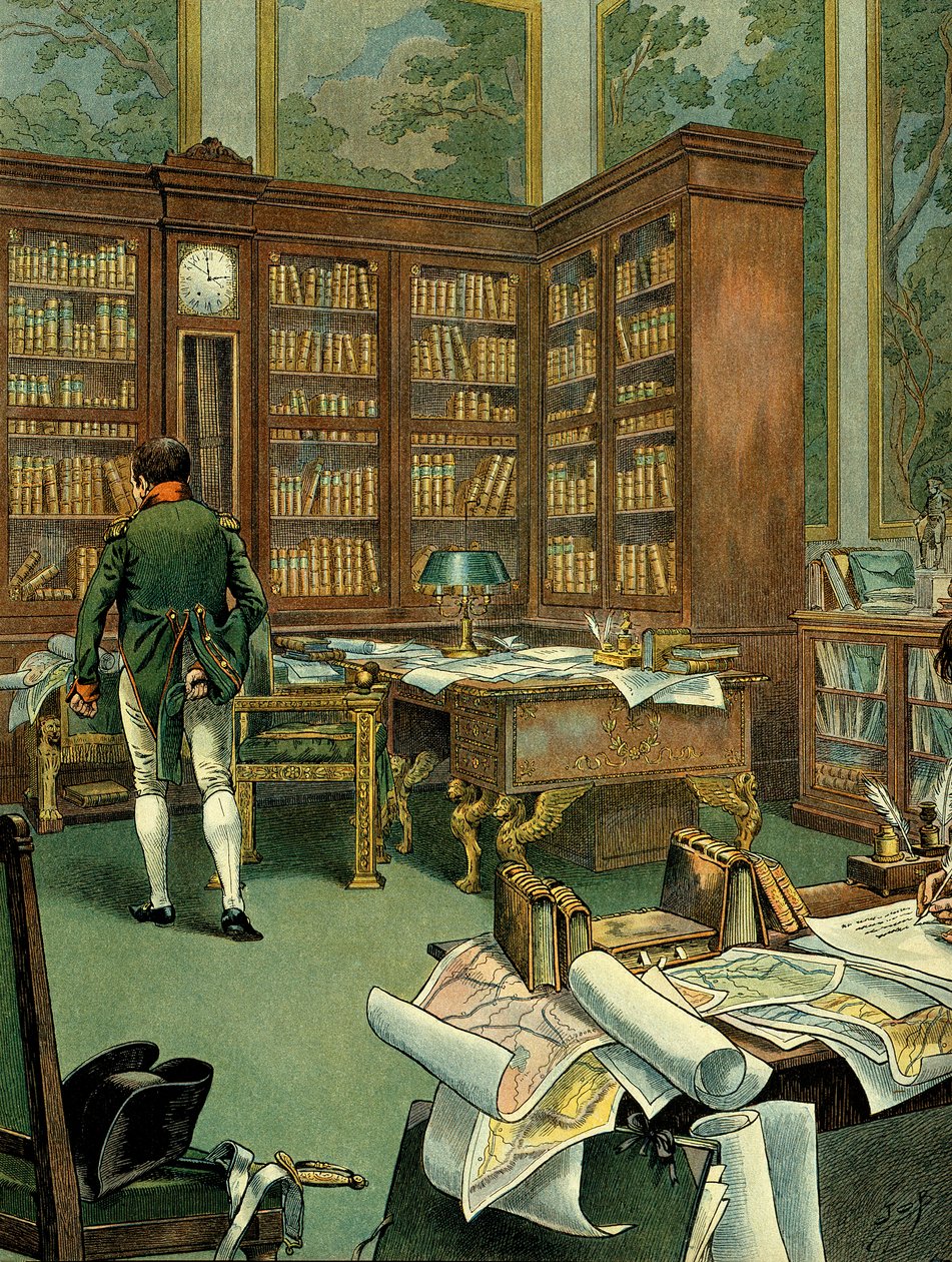 Working cabinet of Napoleon I Bonaparte (1769-1821) on the first floor of the Palais des Tuileries while he was First Consul by pseudonym for Onfray de Breville Jacques Job