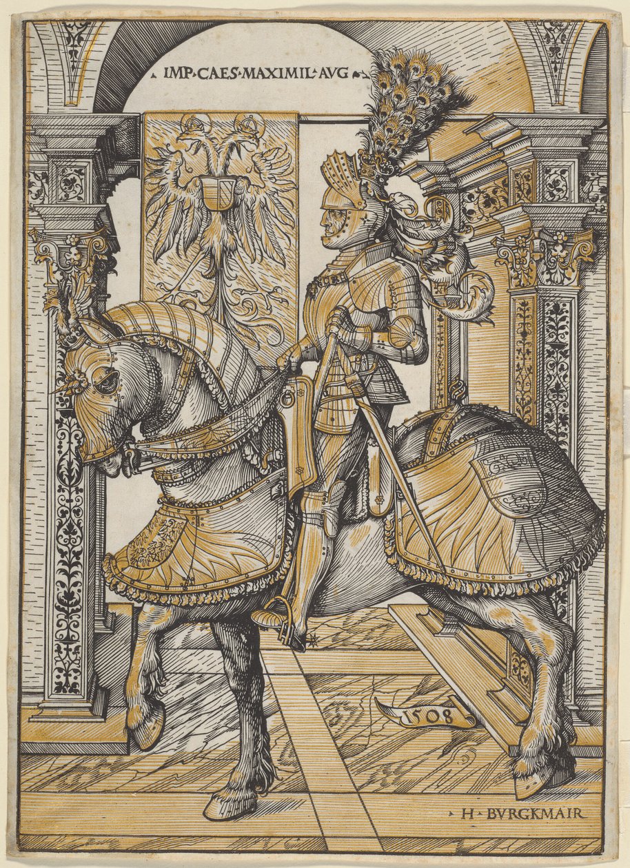 Equestrian Portrait of the Emperor Maximilian I by the Elder Hans Burgkmair