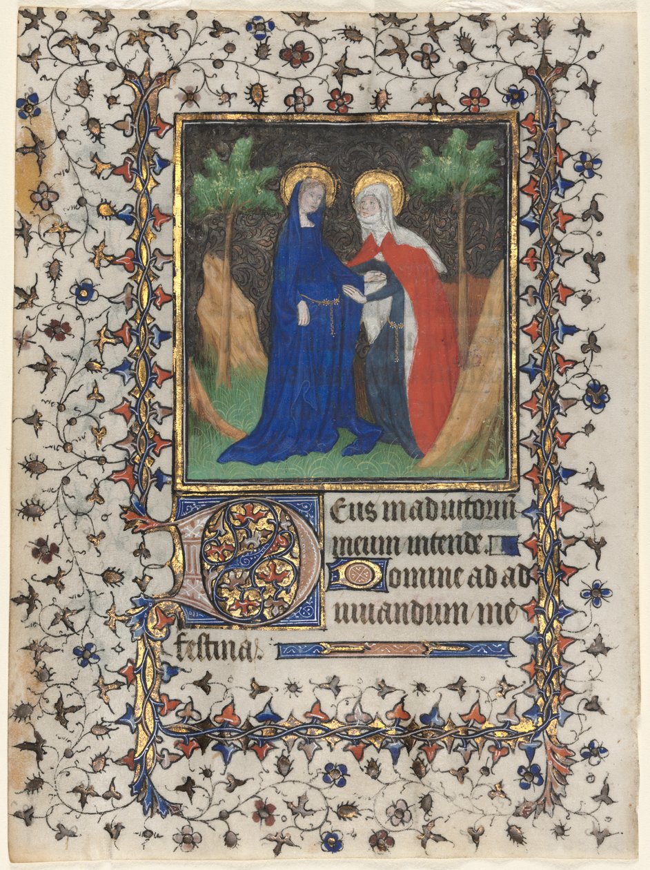 Leaf from a Book of Hours: The Visitation by workshop of Boucicaut Master