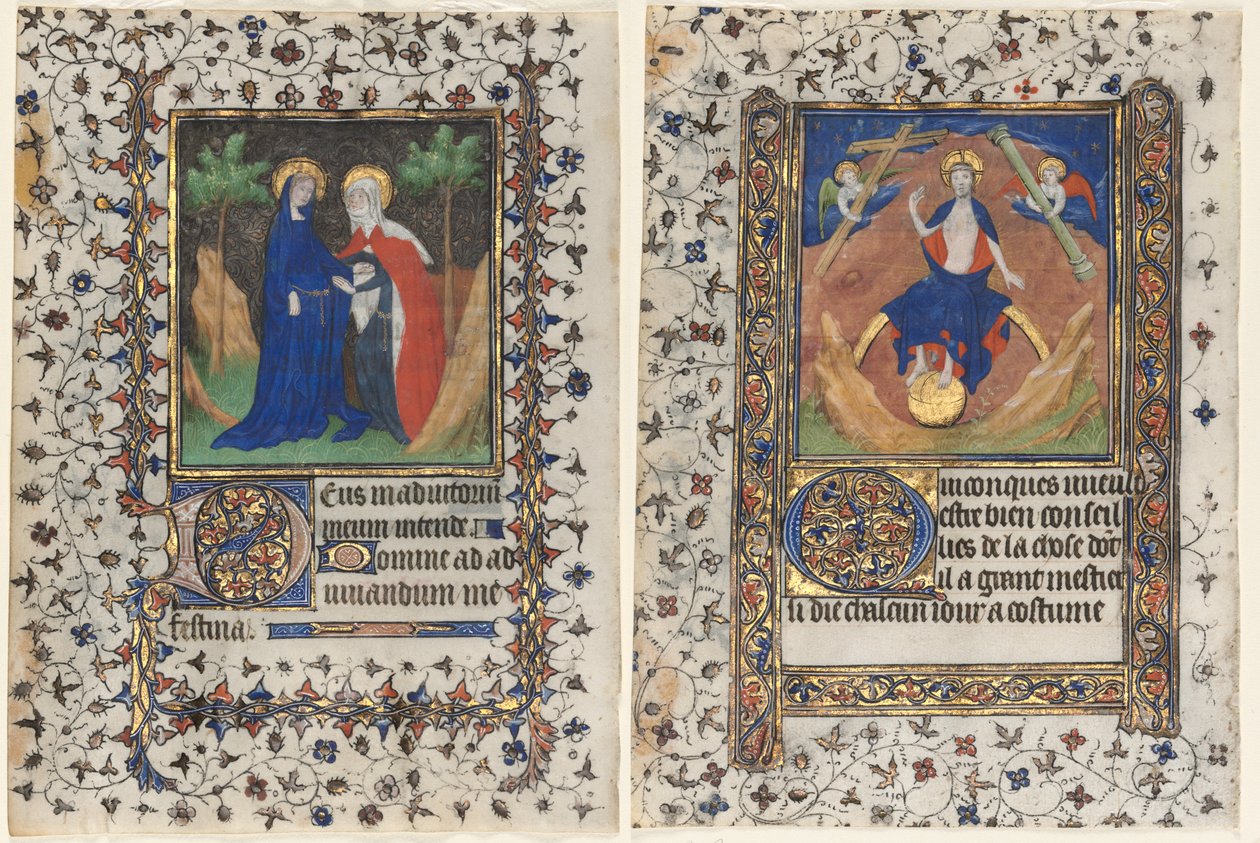 Leaves from a Book of Hours: The Visitation and Christ in Judgment by workshop of Boucicaut Master