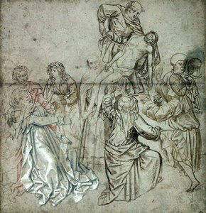 Centre panel of a lost triptych by Campin, possibly drawn by Vranck van der Stock by Master of Flémalle