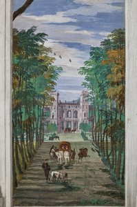 Perspective with Countryside View and Carriages, Northern Wall, Bacchus Room