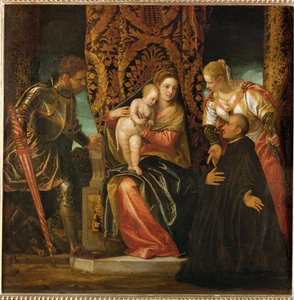 Saint Mary and Jesus between Saint George and Saint Justine with a kneeling Benedictine monk