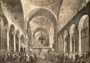 Venetian festival, the newly elected Doge of Venice being presented to the people in San Marco Basilica by (1697 1768) Canaletto