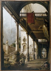 Capriccio with Colonnade and Courtyard by Canaletto