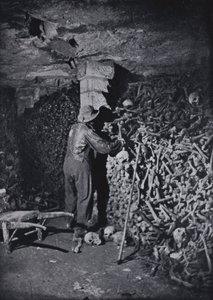In the Catacombs of Paris (b/w photo) by Nadar