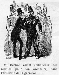 Cartoon on the work of Berlioz designed by Nadar in 1856 for the Journal pour rire