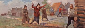A Soviet agronomy instructor announcing her arrival in a village by firing her revolver into the air by (after) Carrey