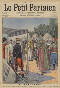 Hostages from Subjugated Moroccan Tribes Marching Past General Drude at Casablanca